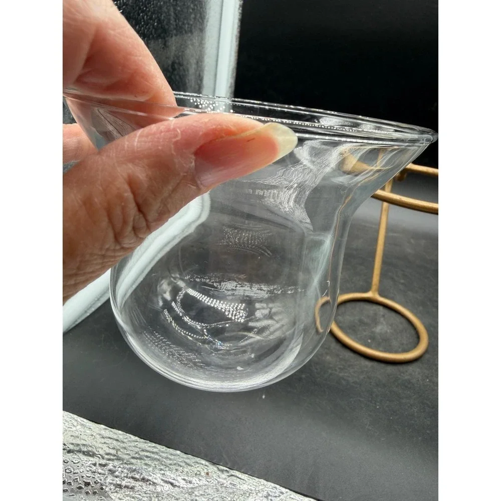Modern Gold Metal and Clear Glass Votive Tea Light Candle Holder with Handle